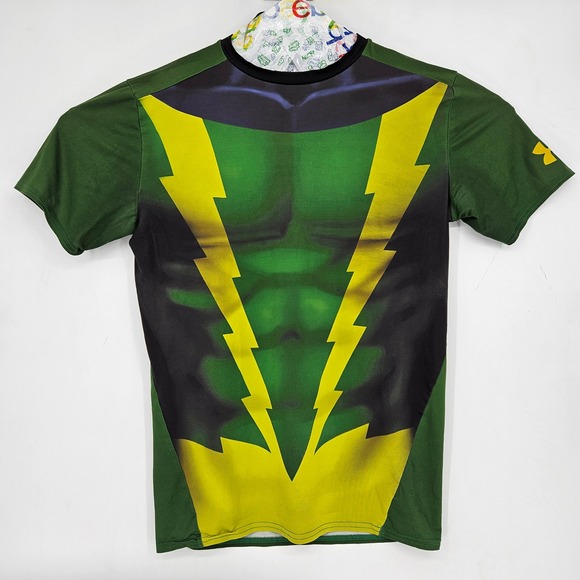 Under Armour Green Electro Shirt Mens XL Compression Heatgear Marvel FLAWS - Picture 1 of 11